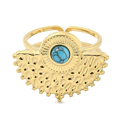 Ion Plating(IP) 304 Stainless Steel Synthetic Turquoise Cuff Rings&nbsp;G-Z056-02G-05