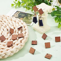 15 Pairs Walnut Wood Rhombus Stud Earring Findings&nbsp;EJEW-SC0001-30