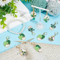 Pot Culture Alloy Enamel Pendant Stitch Markers&nbsp;HJEW-AB00476