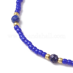 Natural Lapis Lazuli & Seed Glass Beaded Braided Bead Bracelets&nbsp;BJEW-JB12605-04