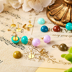 DIY Half Round Opaque Resin Stud Earring Jewelry Kits&nbsp;DIY-TA0010-78