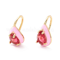 Teardrop Cubic Zirconia Dangle Earrings with Enamel for Women&nbsp;EJEW-P196-01G