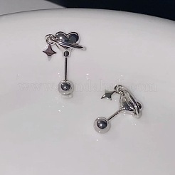 Heart with Star 304 Stainless Steel Cartlage Earrings&nbsp;FS-WG89376-01