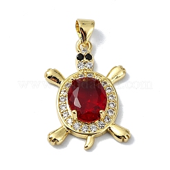 Rack Plating Real 18K Gold Plated Brass Micro Pave Cubic Zirconia Pendants&nbsp;KK-B084-06G