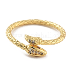 Snake Rack Plating Brass Micro Pave Cubic Zirconia Open Cuff Rings for Women&nbsp;RJEW-Z059-25G