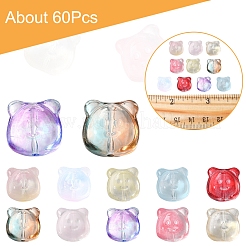 60Pcs Transparent Spray Paint Glass Beads&nbsp;GLAA-FS0002-10