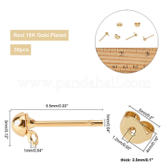 30Pcs Brass Stud Earring Findings and 30Pcs Earring Backs Sets&nbsp;KK-AR0001-91G-NR