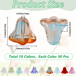 300Pcs 10 Colors Spray Painted Transparent Glass Bead Caps&nbsp;GLAA-SP0001-12