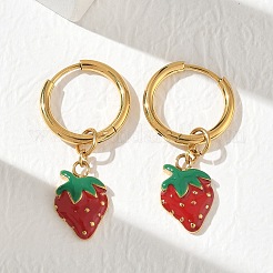 Fruit 304 Stainless Steel Enamel Hoop Dangle Earrings&nbsp;EJEW-T059-01A