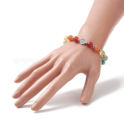 Natural & Synthetic Mixed Gemstone Beaded Stretch Bracelet&nbsp;BJEW-JB09257
