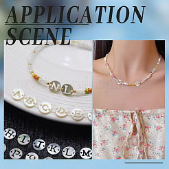 26Pcs 26 Styles Natural White Shell Hollow Flat Round with Letter Connector Charms&nbsp;FIND-WR0012-41