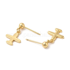 Rack Plating Brass Airplane Dangle Stud Earrings&nbsp;EJEW-D061-46G