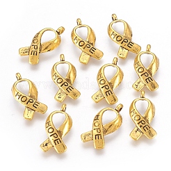 Breast Cancer Awareness Ribbon Carved Word Hope Tibetan Style Alloy Message Pendants&nbsp;LS-X-TIBEP-S278-AG-FF