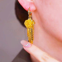 Flower Tassel Alloy Hoop Earrings&nbsp;FS-WG2C0C7-01