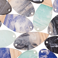 16Pcs 4 Colors Opaque Resin & Walnut Wood Pendants&nbsp;RESI-CJ0001-208