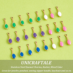 30Pcs 5 Colors 304 Stainless Steel Enamel Charms&nbsp;STAS-UN0040-35