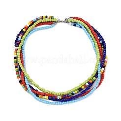 Bohemian Glass Seed Beaded Multi-strand Necklaces for Women&nbsp;NJEW-JN05354-03