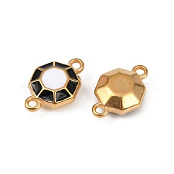 304 Stainless Steel Black and White Enamel Octagon Connector Charms&nbsp;STAS-Z140-11G