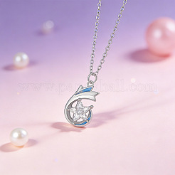 Brass Pave Clear Cubic Zirconia Star Pendant Necklaces for Women&nbsp;WG7E358-01