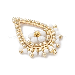 Faceted Round Natural Howlite & Glass Seed Beaded Pendants&nbsp;PALLOY-MZ01097-01