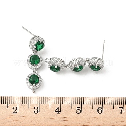 Brass Pave Cubic Zirconia Stud Earring Findings&nbsp;KK-D369-07P-A