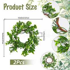 2Pcs Cloth Artificial Leaf Candle Rings Wreath&nbsp;AJEW-SP0004-47B