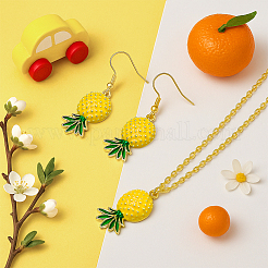 Alloy Pineapple 2Pcs Pendant Necklace & 2 Pairs Dangle Earrings&nbsp;SJEW-HY0001-10