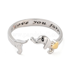 Dog Brass Open Cuff Rings for Women&nbsp;RJEW-S416-01G