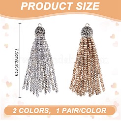 4Pcs 2 Colors Glass Alloy Tassel Pendants&nbsp;FIND-GO0003-14
