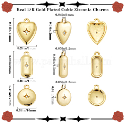 12PCS 3Style Brass Micro Pave Cubic Zirconia Charms&nbsp;ZIRC-BBC0002-53