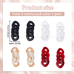 4 Pairs 4 Colors Horse Eye Acrylic Dangle Stud Earrings with Steel Iron Pins for Women&nbsp;EJEW-AN0004-11
