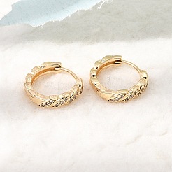Twist Brass Micro Pave Cubic Zirconia Hoop Earrings&nbsp;KK-CBACA55-20G