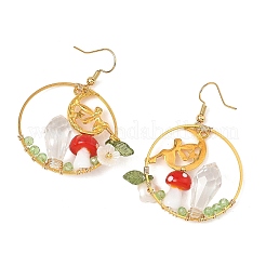 Brass Glass Dangle Earrings&nbsp;EJEW-JE07514