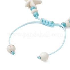 3Pcs 3 Styles Starfish & Turtle Synthetic Turquoise Beads Braided Bead Bracelets for Women&nbsp;BJEW-JB12130