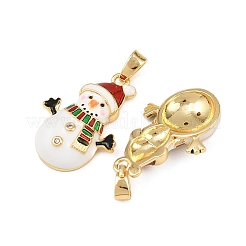 Christmas Brass Micro Pave Cubic Zirconia Enamel Pendants&nbsp;KK-B161-15G-03