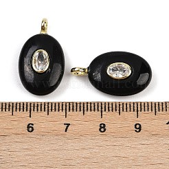 Natural Obsidian & Cubic Zirconia Pendants&nbsp;X-G-Z076-01G-12