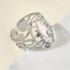 304 Stainless Steel Cuff Open Rings for Women&nbsp;RJEW-F218-01P