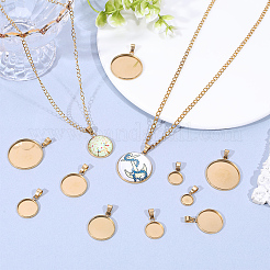 24Pcs 6 Styles 304 Stainless Steel Pendant Cabochon Settings&nbsp;STAS-BBC0011-06