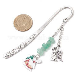 5Pcs 5 Styles Christmas House & Angel Alloy Pendant Bookmarks&nbsp;AJEW-JK00341