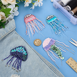 4Pcs 4 Colors Plastic PVC Hand-nailed Beads Paillette Sew on Clothing Patches&nbsp;PATC-FG0003-08