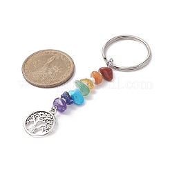 Chakra Natural Gemstone Chips Keychains&nbsp;KEYC-JKC00550-02