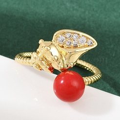 Brass Micro Pave Cubic Zirconia Cuff Rings&nbsp;RJEW-C139-08G