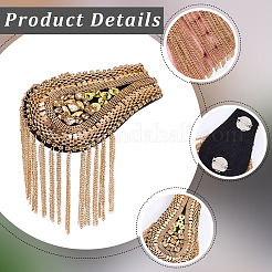 Teardrop Iron Chain Tassel with Rhinestone Epaulettes&nbsp;AJEW-WH20006-326A-G