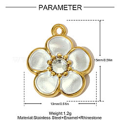304 Stainless Steel Enamel Flower Charms&nbsp;STAS-OY005-20G
