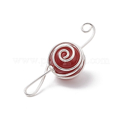 4Pcs 4 Styles Natural Amethyst & Carnelian & Green Aventurine & Rose Quartz Round Copper Wire Wrapped Pendants&nbsp;PALLOY-TA00248-02