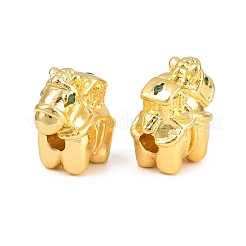Brass Micro Pave Green Cubic Zirconia Beads&nbsp;KK-Z162-03G