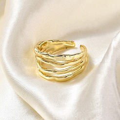 Rack Plating Brass Cuff Finger Rings for Women&nbsp;RJEW-M028-23G