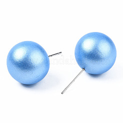 Painted Round Schima Wood Earrings for Girl Women&nbsp;EJEW-T017-01B