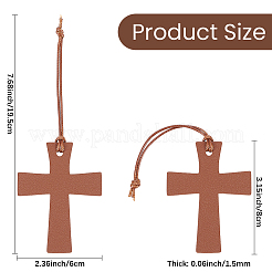 4Pcs Cross PU Leather Pendant Bookmark&nbsp;AJEW-CL0003-08