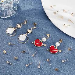 80Pcs 2 Size Brass Stud Earring Findings&nbsp;KK-BBC0007-18